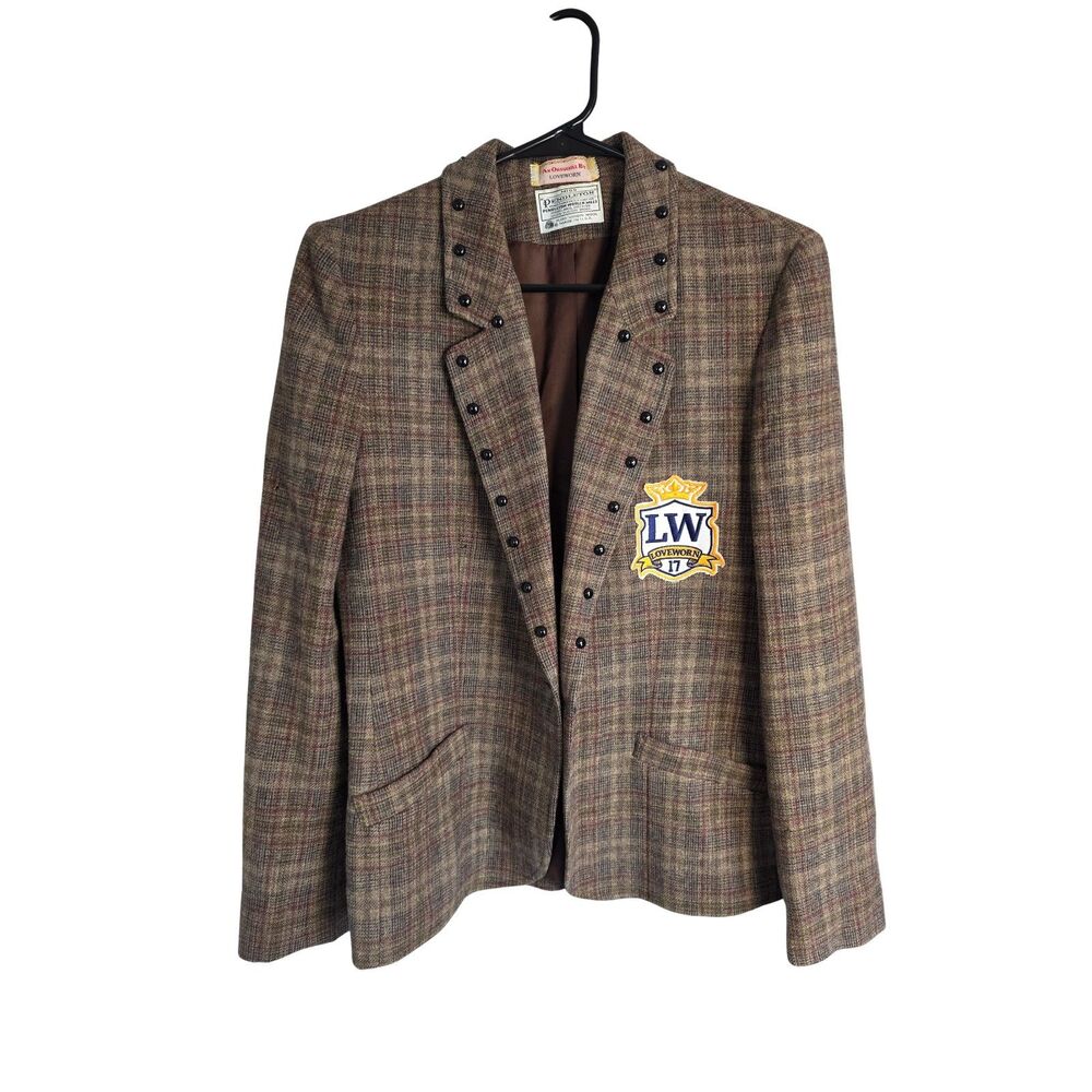 Loveworn Custom Vintage Pendleton Plaid Wool Studded Blazer Size S